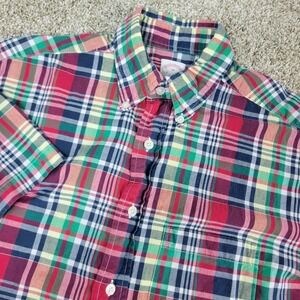 Brooks Brothers Mens Medium Multicolor Plaid Button Down Short Sleeve